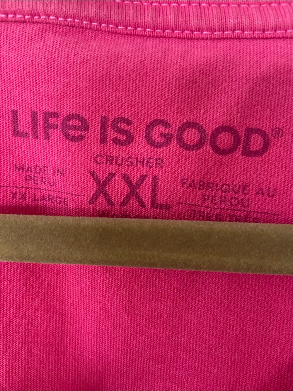 Life Is Good Women's V-Neck Tee in Fuchsia with Floral Medallion - Picture 3 of 4